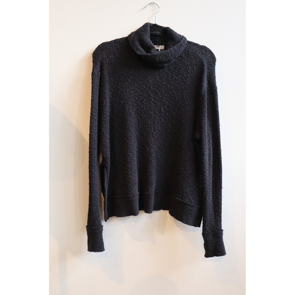 We The Free Free People Black Turtleneck Textured Knit Sweater Small